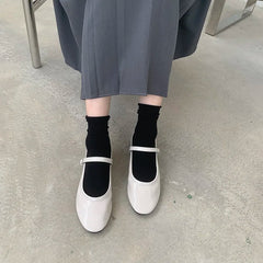 Lizakosht New Spring Korea Flats Women Shoes Fashion Mary Jane Shoes Round Toe Hook Loop Women's Shoes Retro PU Flats
