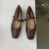 Lizakosht New Spring Korea Flats Women Shoes Fashion Mary Jane Shoes Square Toe Women's Shoes Retro PU Flats