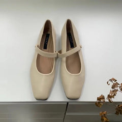 Lizakosht New Spring Korea Flats Women Shoes Fashion Mary Jane Shoes Square Toe Women's Shoes Retro PU Flats