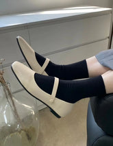 Lizakosht New Spring Korea Flats Women Shoes Fashion Mary Jane Shoes Square Toe Women's Shoes Retro PU Flats
