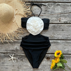 Lizakosht Sexy Floral Lace Up One Piece Swimsuits Female Women Swimwear Push Up Bathing Suits Bodysuits Beach wear Ruffle Monokini