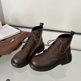 Lizakosht Spring Autumn Women Ankle Boot Fashion Round Toe Platform Ladies Short Boots Low Heel Outdoor Lace Up Boots