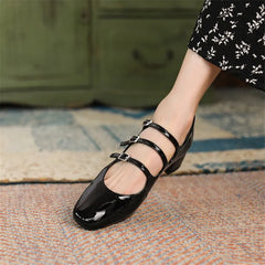 Lizakosht Spring/summer Mary Jane Shoes Patent Leather Woman Shoe French Square Toe Thick Heel Shoes Women Buckle Strap Commute Pumps