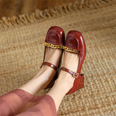 Lizakosht Spring/summer Mary Jane Shoes Women Shoes Cow Leather Square Toe Casual Women Pumps Handmade Shoes for Women Chunky Heels