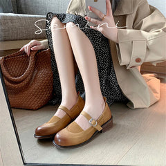 Lizakosht Spring/summer Women Shoes French Vintage Round Toe Chunky Heel Casual Mary Jane Shoes Women Pumps Handmade Shoes for Women