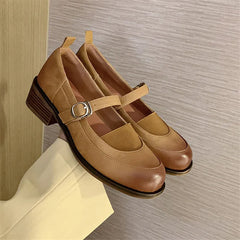 Lizakosht Spring/summer Women Shoes French Vintage Round Toe Chunky Heel Casual Mary Jane Shoes Women Pumps Handmade Shoes for Women