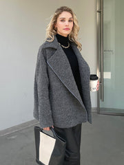 Lizakosht 2023 Women Spring Autumn New design Tweed Jacket and Coat Blue Outerwear