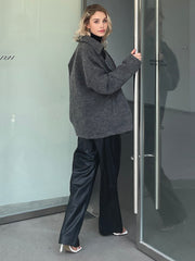 Lizakosht 2023 Women Spring Autumn New design Tweed Jacket and Coat Blue Outerwear