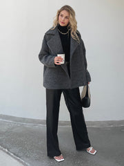 Lizakosht 2023 Women Spring Autumn New design Tweed Jacket and Coat Blue Outerwear