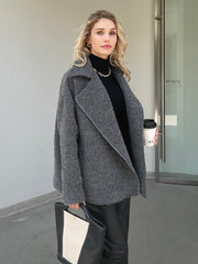 Lizakosht 2023 Women Spring Autumn New design Tweed Jacket and Coat Blue Outerwear