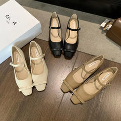 Lizakosht 2024 NEW Spring French Commute Mary Jane Women Flat Shoes Fashion Ladies Elegant Heel Dress Casual Ballet Shoes Mujer