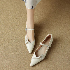 Lizakosht Spring/summer Mary Jane Shoes Genuine Leather Woman Shoes French Pointed Toe Low Heel Shoes Women Buckle Strap Women Pumps