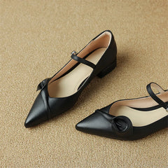 Lizakosht Spring/summer Mary Jane Shoes Genuine Leather Woman Shoes French Pointed Toe Low Heel Shoes Women Buckle Strap Women Pumps