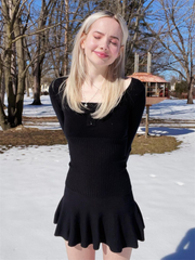 Lizakosht Spring Short Dress For Women Casual Buttom Long Sleeve Dresses Mini Pleated Skirt 90s High Street Y2k Dress 2023 New