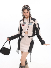 Bomber Woman Varsity Race Car Jacket Vintage street Embroidery Long Sleeves American Baseball Jackets Bombers Y2k Coats