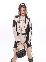 Bomber Woman Varsity Race Car Jacket Vintage street Embroidery Long Sleeves American Baseball Jackets Bombers Y2k Coats