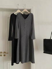 Lizakosht - American Retro Women Summer V-Neck Split Flare Sleeve Design Fairy Dress Ankle-Length Prom Gown Beach Fashion Streetwear