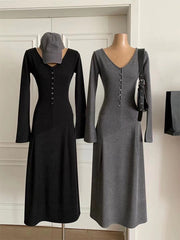 Lizakosht - American Retro Women Summer V-Neck Split Flare Sleeve Design Fairy Dress Ankle-Length Prom Gown Beach Fashion Streetwear