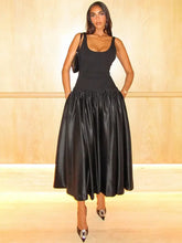 Lizakosht Black Elegant Pleated Sling Dress For Women Sleeveless Backless U-neck A Line Long Dresses Lady chic Evening Party Club Vestidos