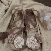 Lizakosht Fashion Classic Velvet Mary Jane Silk Ribbon Lace Up Ballet Shoes Women Square Toe Flower Women Flats Elegant Valentine Shoes