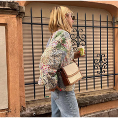 Lizakosht Floral Print Patchwork Single Breasted Quilted Cotton Coat Oversized Long Sleeve Stand Women Jacket Autumn Chic Casual Outwears