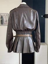 Lizakosht - Formal Occasion Outfits 2 Piece Set Classical Solid Colors PU Jacket+Wrap Hip High Street Pleated Skirts Coquette Autumn Winter