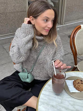 Lizakosht Grey Ribbed Knit Turtleneck Casual Basic Jumper Long Sleeve Loose Oversize Female Pullover Autumn Winter Chic Retro Knitwear Top