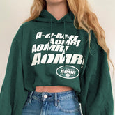 Green Letter Print Oversized Y2k Hoodies Women Sweatshirts Autumn Winter Hooded Pullover Streetwear 2021 Casual Sudaderas Hoodie