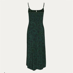 Lizakosht Strap Sleeveless Print Boho Summer Dress Long Women Green Floral Yellow Dresses Sundress Vintage French Style Dress