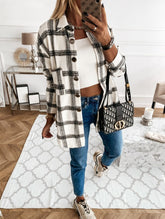 Fashion Women Long Sleeve Plaid Shirt Coats Top Spring Autumn Casual Lapel Cardigan Jackets Outerwear Streetwear