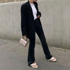 Lizakosht Denim trousers boyfriend korean fashion vintage flare jeans high waist mom jeans skinny bell bottom jeans high waisted