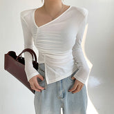 Autumn Korean Style Elegant Shirts Women Slim Irregular Designer Office Lady Shirts Female Casual Fashion Long Slevee Tops 2022