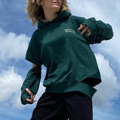 Long Sleeve Opening Women's Hoodies 2022 Autumn Loose Harajuku Hooded Sweatshirts Fashion Streetwear Letter Ladies Pullover Top