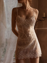 White Pajamas Dress Night Gowns for Women Sexy Sleepwear Lace Embroidery Snowflake Cutout Slip Nightdress Backless Home Clothes