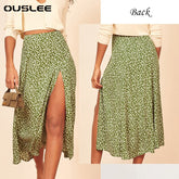 OUSLEE Spring/Summer Woman Summer Split Leopard Skirts Harajuku Chiffon Printing Split Skirts Streetwear Loose Sexy Skirts