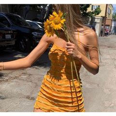 Knitted Bodycon Bandage Dress Women Halter Neck Backless Mini Dress Sleeveless Party Clubwear Sexy Summer Dresses 2022 Beach