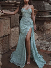 Sexy Strapless Slim High Split Evening Dresses Women Fashion Birthday Prom Party Gowns Irregular Green Elegant Cocktail Vestidos