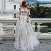 Rose Moda Off Shoulder Lace Boho Wedding Dress Custom Make Gilltering Lace Wedding Dresses