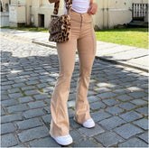 New style jeans retro brown high waist high stretch bootcut jeans women y2k baggy wide leg jeans vintage streetwear