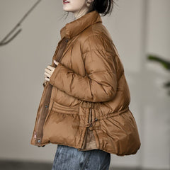 New White Lightweight Down Duck Winter Jacket Women Vintage Loose Warm Down Parka Women Cotton Jacket Padded Casual Slim Coat