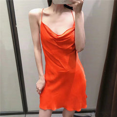 Lizakosht  Summer Slip Dress Women Za 2021 Tie Dye Satin Short Woman Dresses Strappy Sexy Backless Strap Mini Dress Club Party Dresses