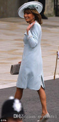 Lizakosht Elegant Royal Light Sky Blue Mother Dresses With Jacket Long Sleeve Knee Length Wedding Guest Gowns Formal Mother Dress