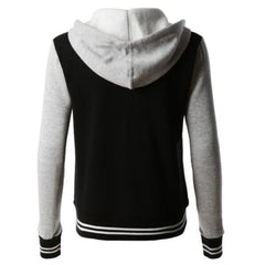 Women Long Sleeve Hoodies Stitching Color Single Breasted Sweatshirt Female Sweat Coat Casual Fashion Sportswear Plus Size