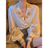 Lizakosht Elegant Blouse Women Autumn Floral Long sleeve Top Female Office Lady Casual Designer French Korean Women Blouses Fashion