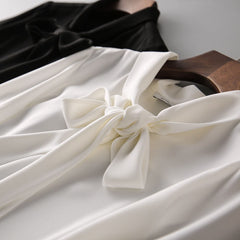 Fashion Woman Blouses 2022 Spring Korean Temperament All-match Chiffon Shirt Big Streamer Chic Bow Tie Long Sleeve Top Female