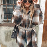Lizakosht plaid jacket women colorblock streewear women jacket long sleeve shirt style thin jacket coat winter clothes women