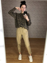 Lizakosht Womens Straight Casual Pants Fashion Overalls Korean High Waist Leisure Harem Pants Loose Elastic Waist Pants Women Trousers