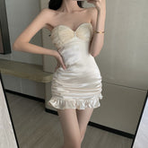 Lizakosht Sexy Skinny Hollow Out Halter Dresses Women Korean Backless Summer Ruched Dress Clubwear Bodycon Dresses
