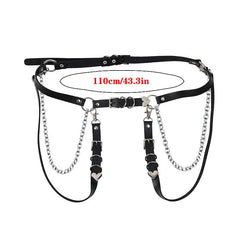 Woman Punk Hiphop Heart Belt Chain Leather Harness Leg Belt Gothic Adjustable Body Waist Strap Girl Dress Jeans Skirt Waistband