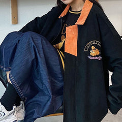 Spring Autumn New Corduroy Jacket Women's Baseball Jacket Korean Harajuku Coat Women Streetwear Gothic Jackets Windbreaker
